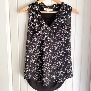 Loft Black Sleeveless Floral Top